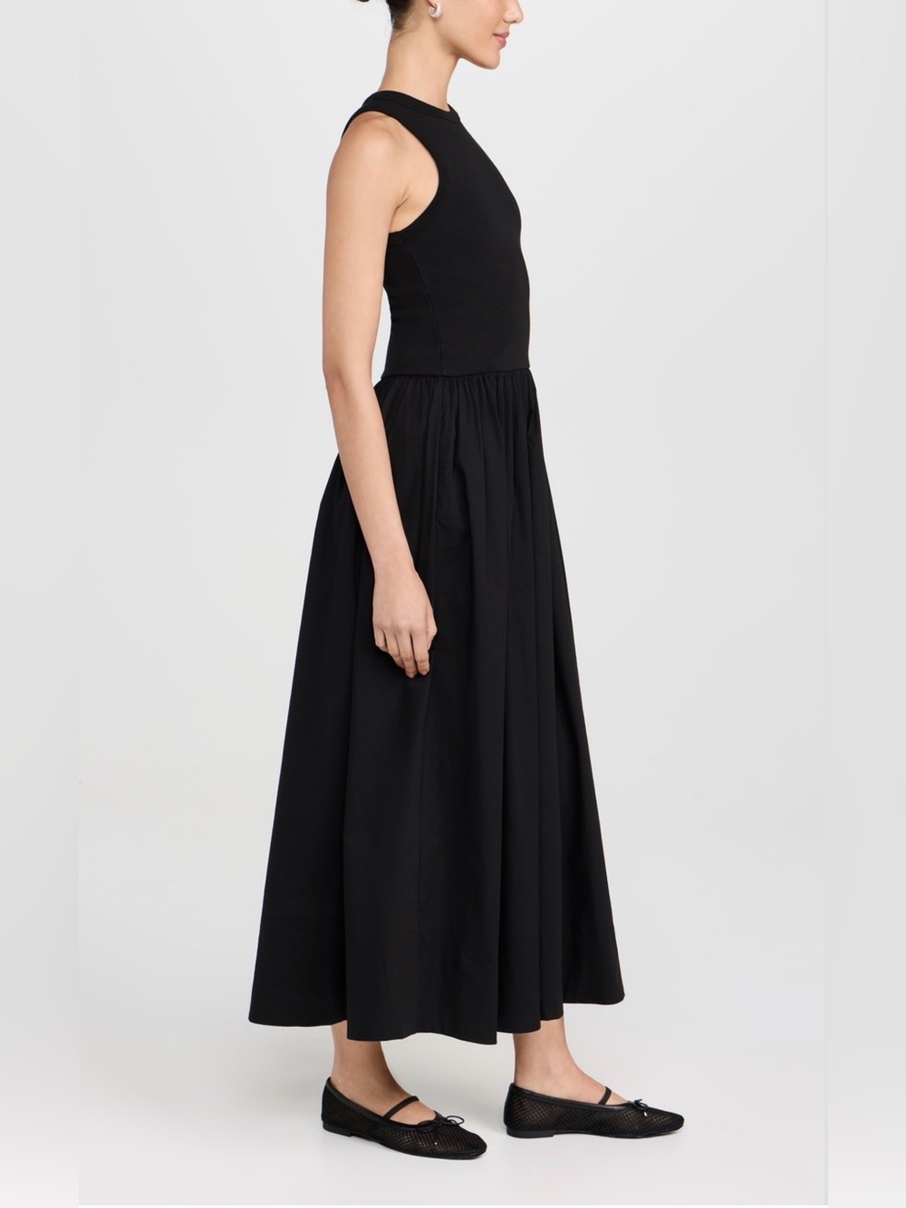 Soldout. NYC The RSVP Dress in Black Sleeveless Maxi Dress with Gathered Skirt - Picture 5 of 7